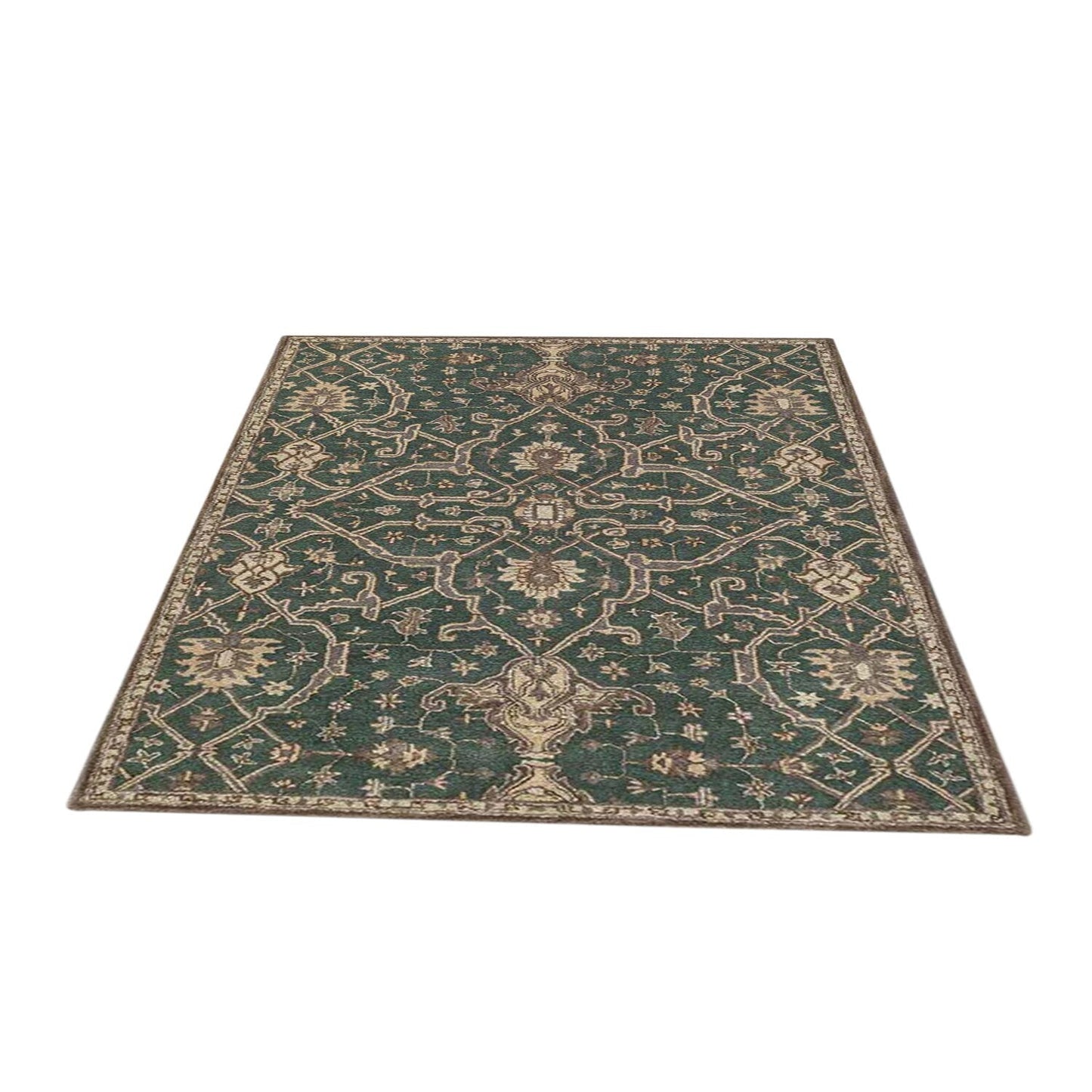 Radin - Handcrafted Rug/Carpet | Pure New Zealand Wool | Hand Tufted | High Pile | High Density | Yarn Dyed | Green, Brown, Beige |