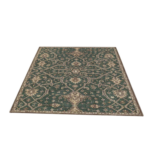 Radin - Handcrafted Rug/Carpet | Pure New Zealand Wool | Hand Tufted | High Pile | High Density | Yarn Dyed | Green, Brown, Beige |