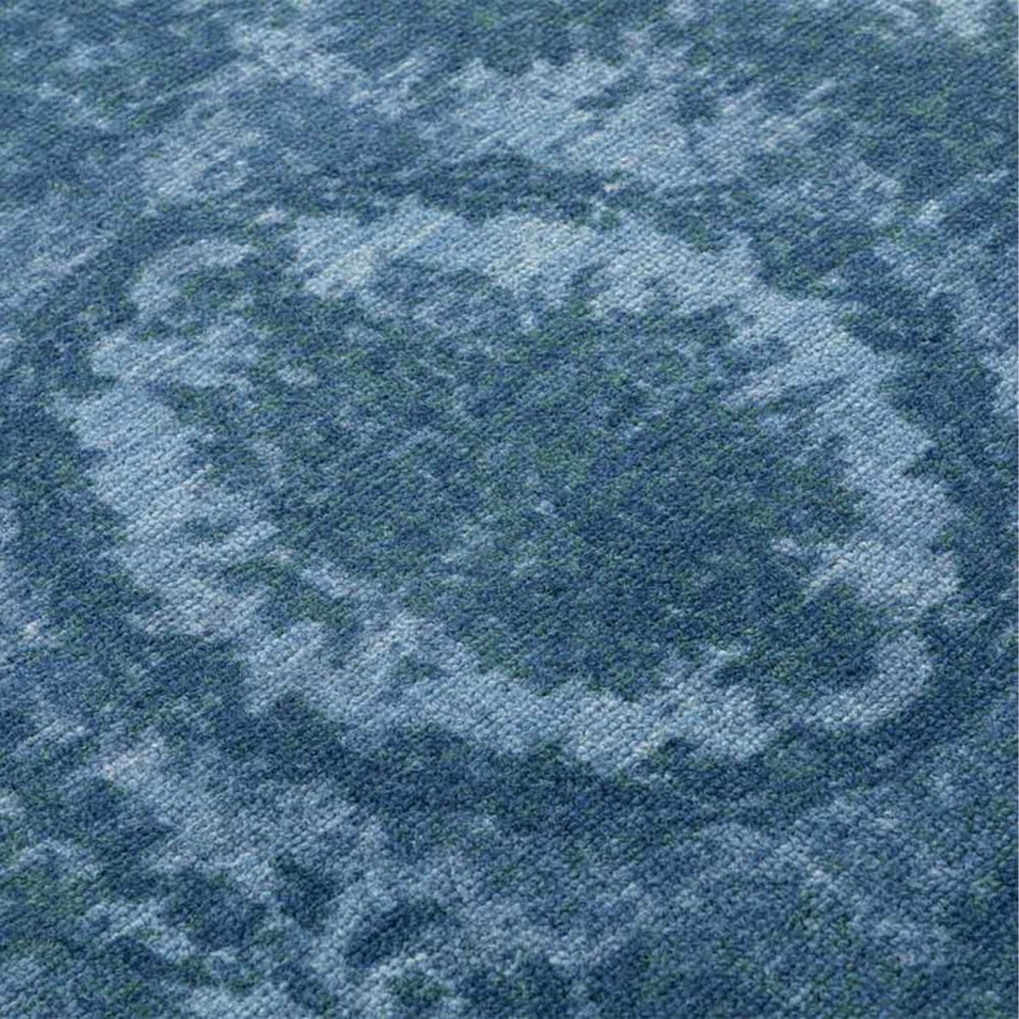 Yazdan - Alfombra artesanal | Pura lana de Nueva Zelanda | Tejida a mano | Pelo largo | Alta densidad | Teñida en hilo | Azul