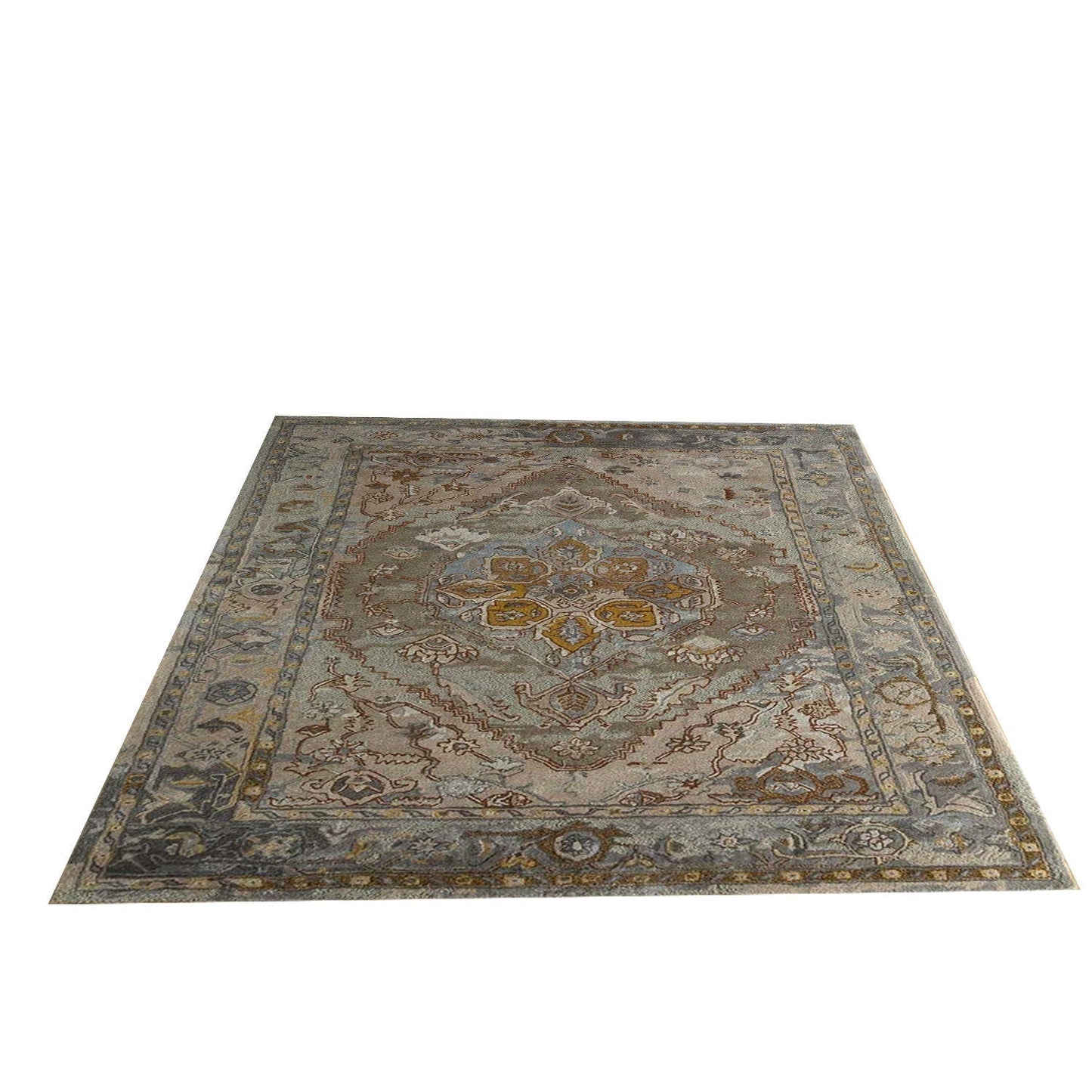 Razdan - Handcrafted Rug/Carpet | Pure New Zealand Wool | Hand Tufted | High Pile | High Density | Yarn Dyed | Yellow, Blue, Grey, Brown, Beige