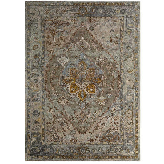 Razdan - Handcrafted Rug/Carpet | Pure New Zealand Wool | Hand Tufted | High Pile | High Density | Yarn Dyed | Yellow, Blue, Grey, Brown, Beige