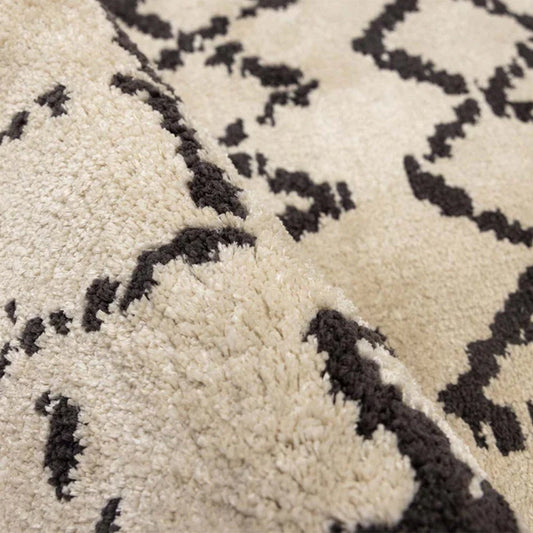 Cream and Black - Handcrafted Rug/Carpet | Pure New Zealand Wool | Hand Tufted | High Pile | High Density | Yarn Dyed