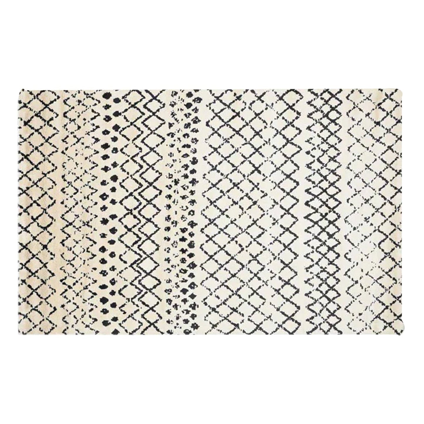 Cream and Black - Handcrafted Rug/Carpet | Pure New Zealand Wool | Hand Tufted | High Pile | High Density | Yarn Dyed