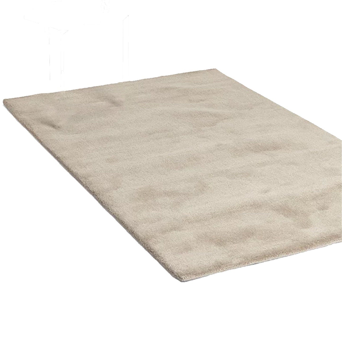 Beige | Solid Color - Handcrafted Rug/Carpet | Pure New Zealand Wool | Hand Tufted | High Pile | High Density | Yarn Dyed