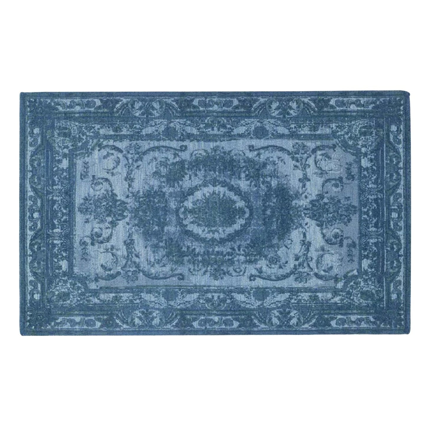 Yazdan - Alfombra artesanal | Pura lana de Nueva Zelanda | Tejida a mano | Pelo largo | Alta densidad | Teñida en hilo | Azul