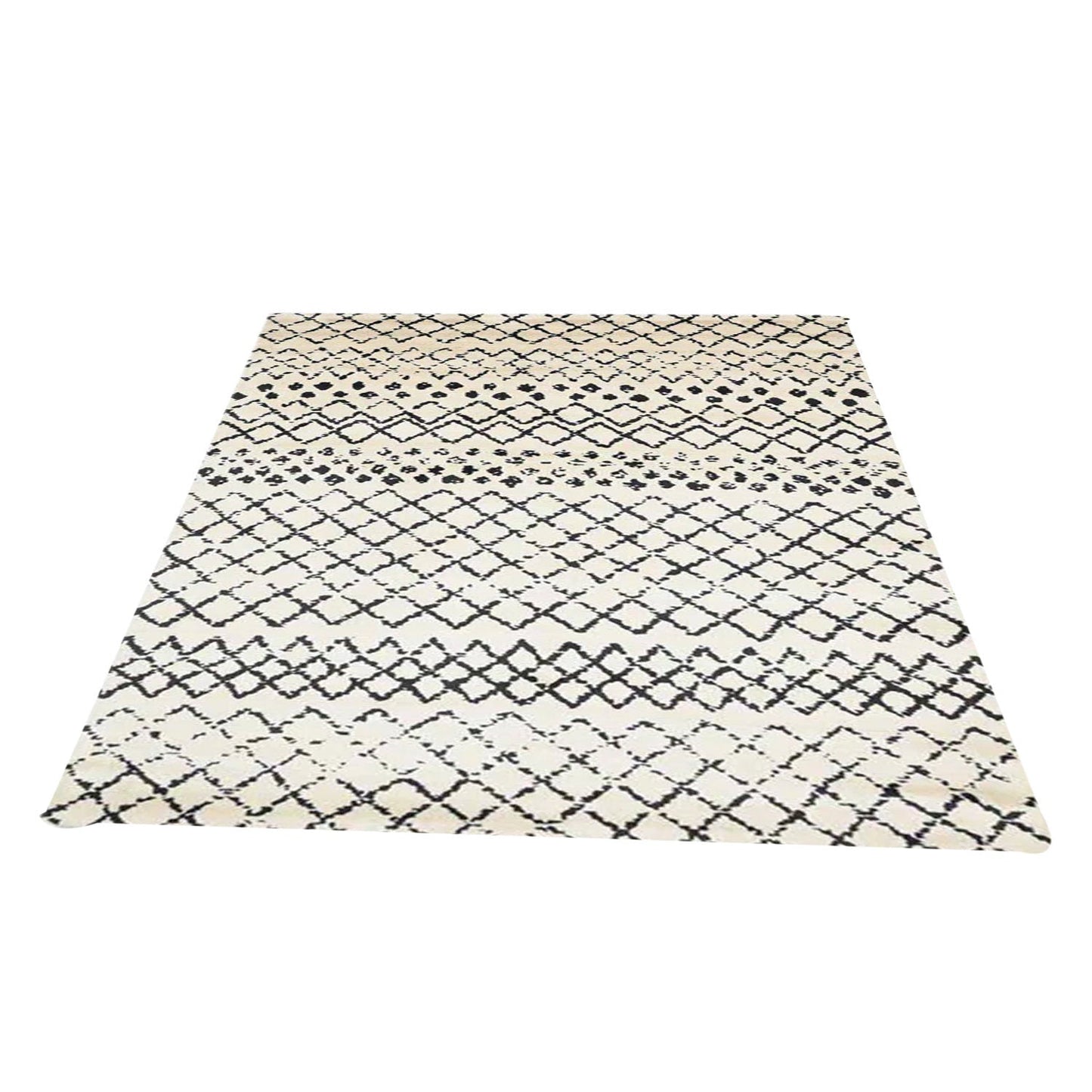 Cream and Black - Handcrafted Rug/Carpet | Pure New Zealand Wool | Hand Tufted | High Pile | High Density | Yarn Dyed
