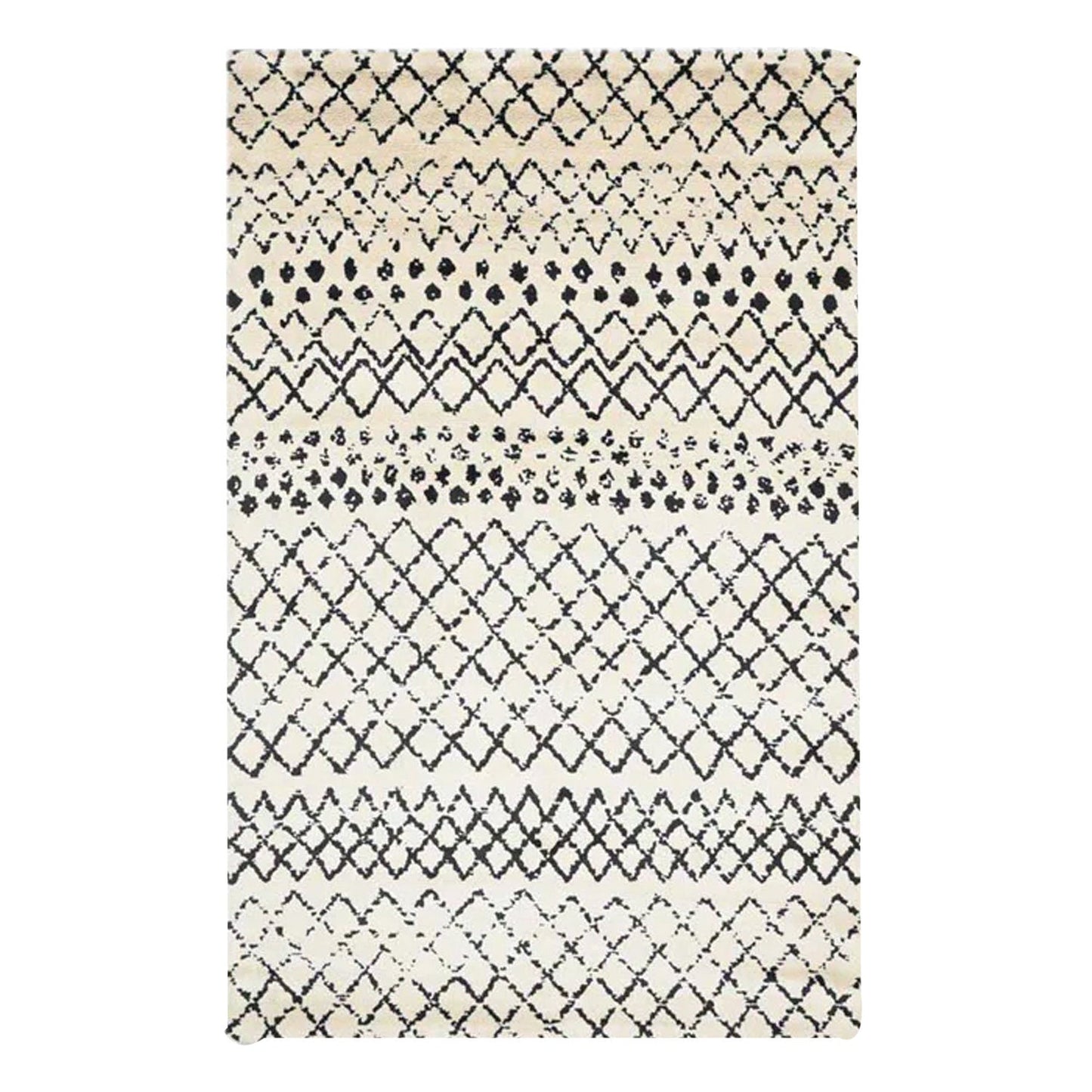 Cream and Black - Handcrafted Rug/Carpet | Pure New Zealand Wool | Hand Tufted | High Pile | High Density | Yarn Dyed